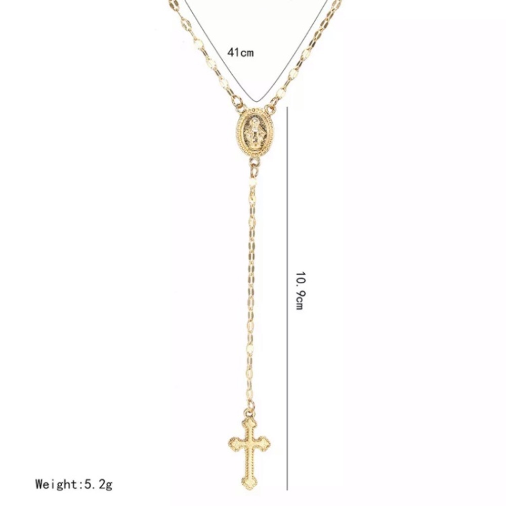 Vintage Gold Cross Pendant Necklace - Picture 4 of 5